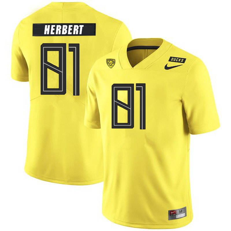 2019 Men #81 Patrick Herbert Oregon Ducks College Football Jerseys Sale-Yellow - Click Image to Close